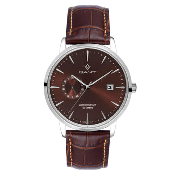 Ρολόι Gant East Hill G165006 με καφέ δερμάτινο λουράκι και καφέ καντράν διαμέτρου 43mm.